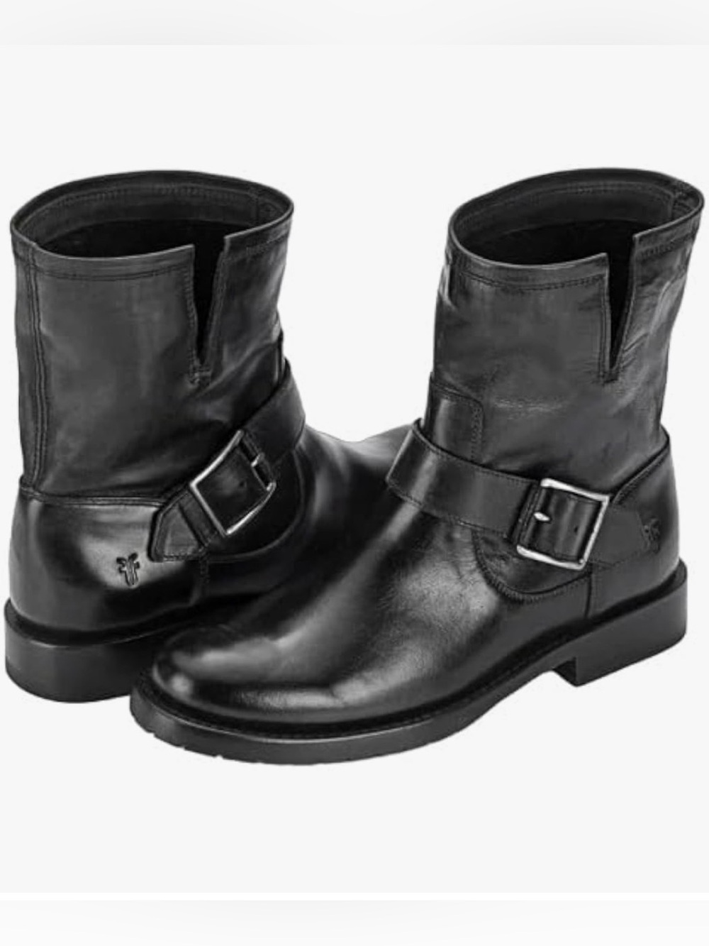 Frye Natalie Engineer Short Booties black buckle 7